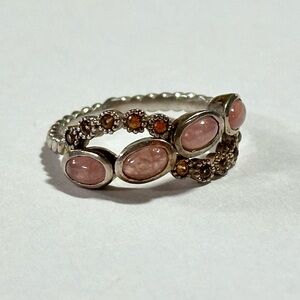 Samuel B Crisscross Gemstone Rope Ring Rose Quartz Sterling Silver 925 Size 6